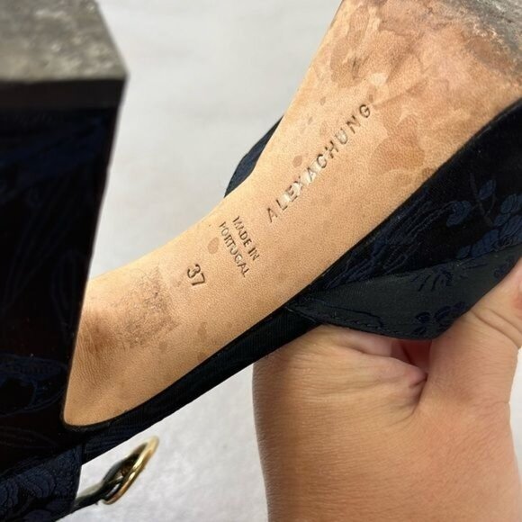 Alexa Chung Platform Mary Jane Heels Tapestry Cut Out Ankle Strap - Picture 9 of 9